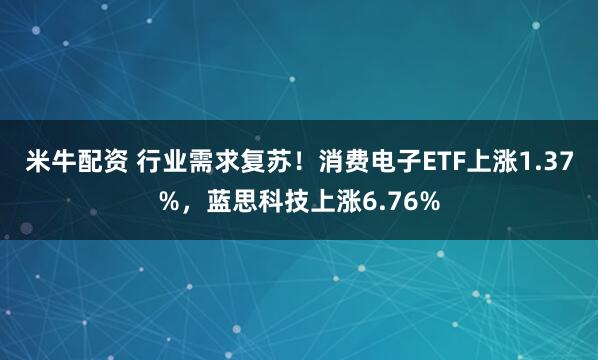 米牛配资 行业需求复苏！消费电子ETF上涨1.37%，蓝思科技上涨6.76%