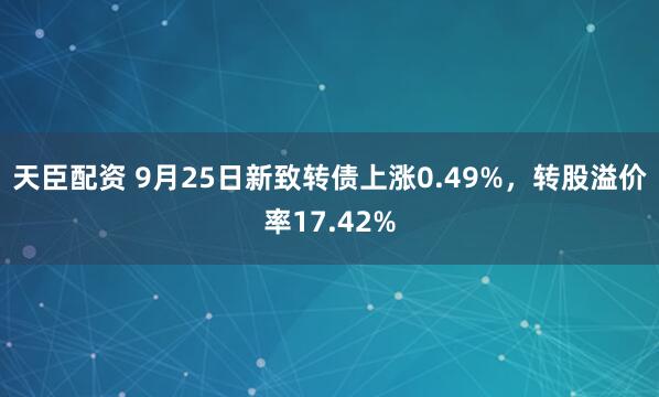 天臣配资 9月25日新致转债上涨0.49%，转股溢价率17.42%